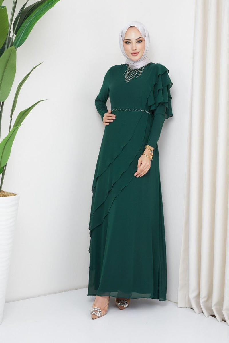 Emerald Green Ruffle Dress FINAL SALE