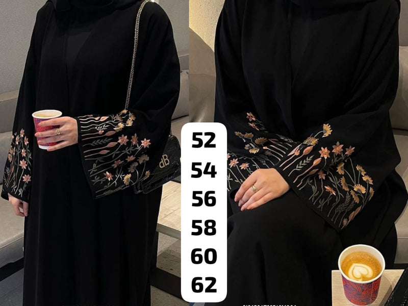 Black Blooms Sleeve Abaya