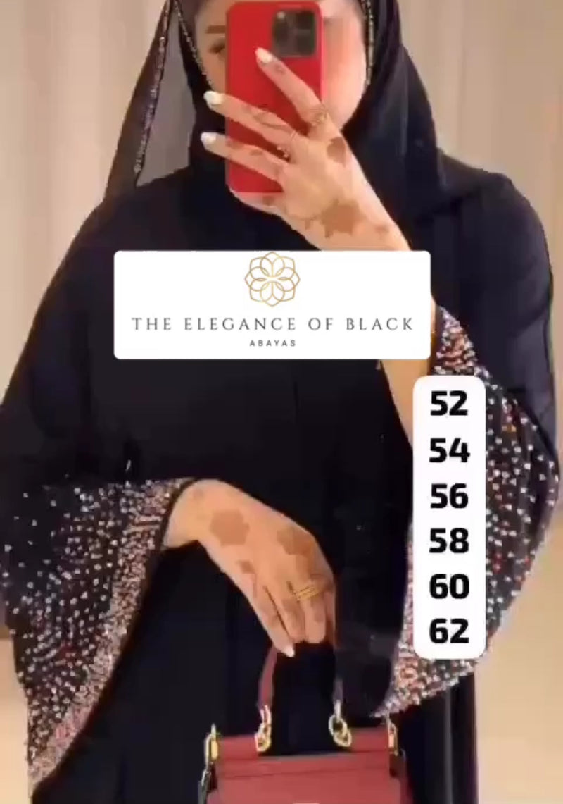 Black Heavy Crystal Abaya