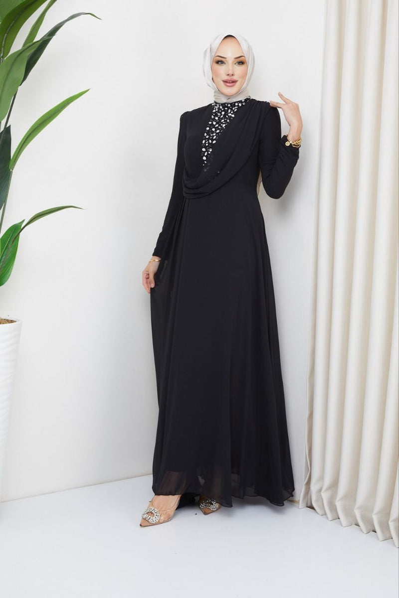 Elegant Black Beaded Formal Dress FINAL SALE