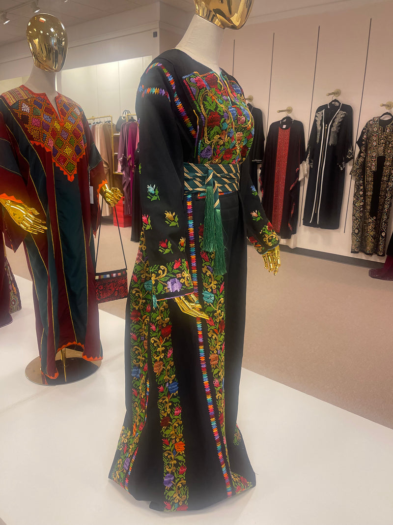 Pre owned Palestinian hand stitched Black w colors Final Sale