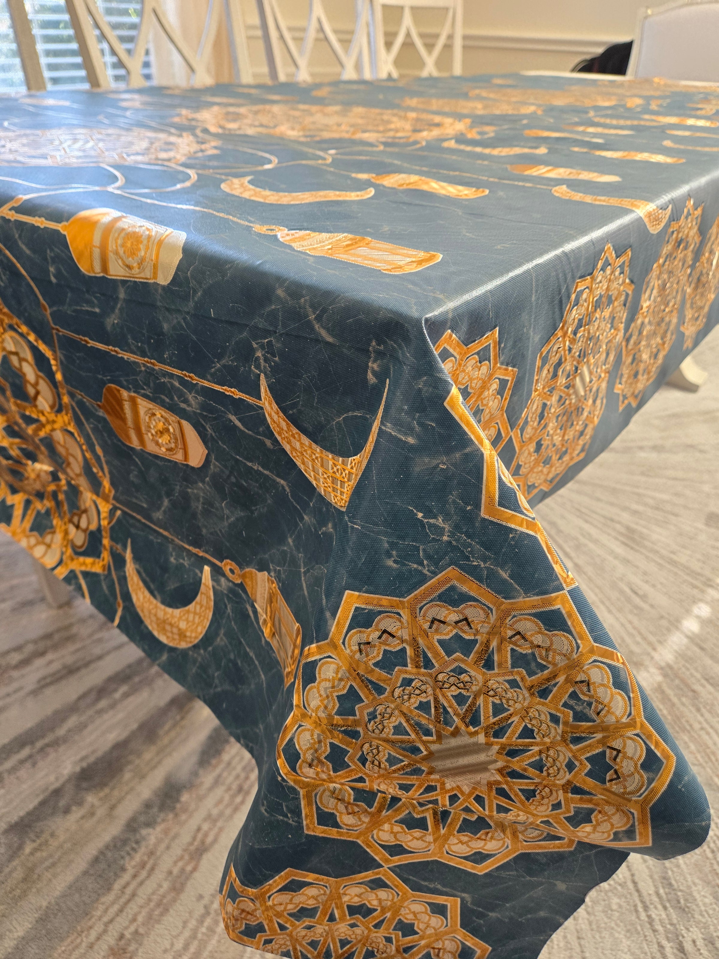 Blue and Gold Tablecloth FINAL SALE