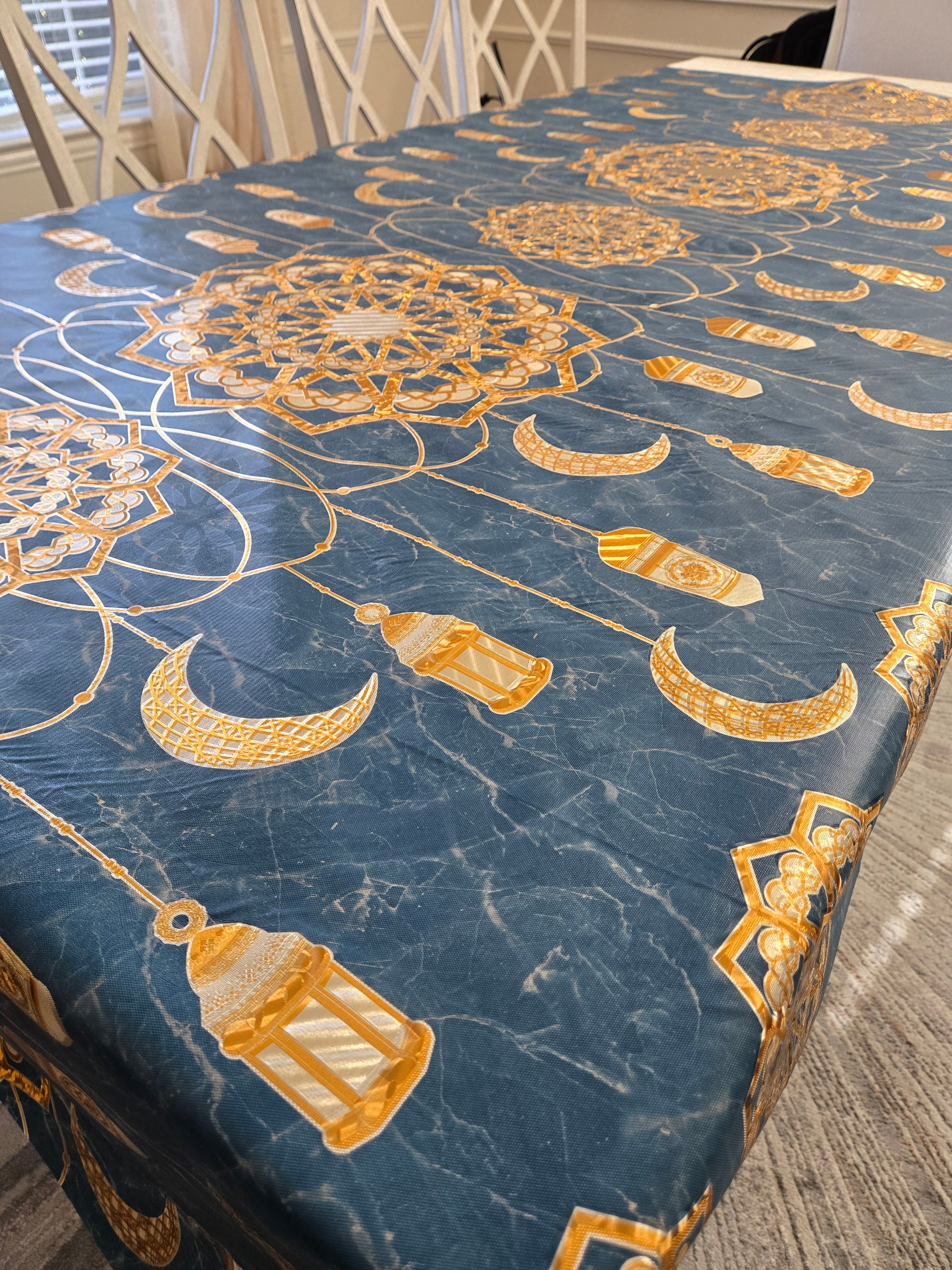 Blue and Gold Tablecloth FINAL SALE