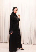 Black Wide Sleeve Rhinestone Abaya