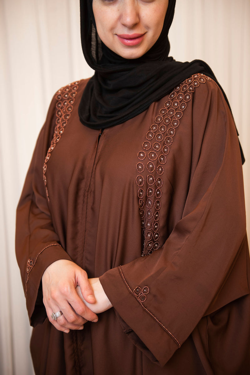 Brown Beaded Abaya