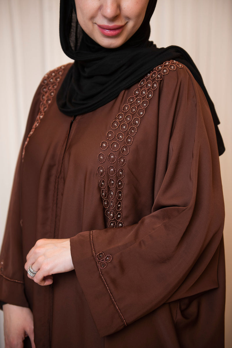 Brown Beaded Abaya